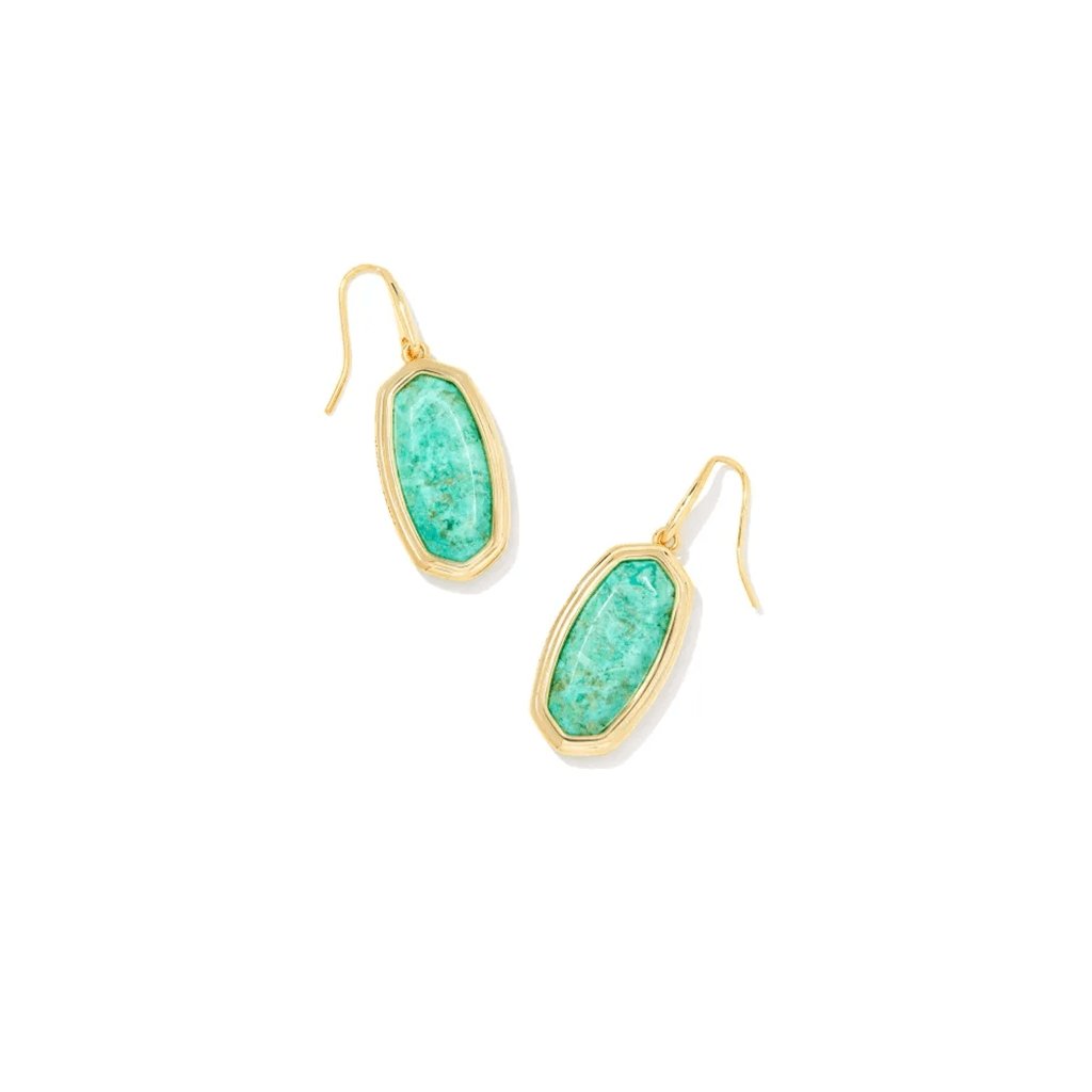 Kendra Scott  Framed Dani Gold Drop Earrings in Sea Green Chrysocolla