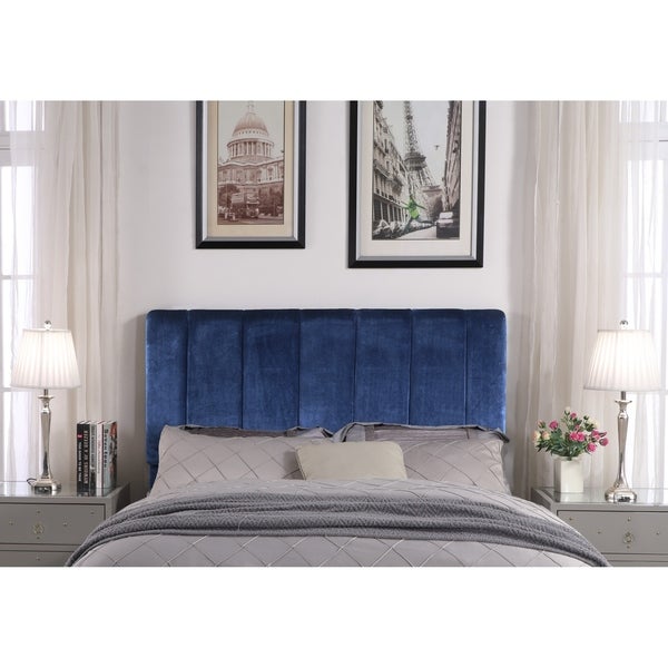 Chic Home Anwar Velvet Upholstered Vertical Striped Headboard - - 21529733