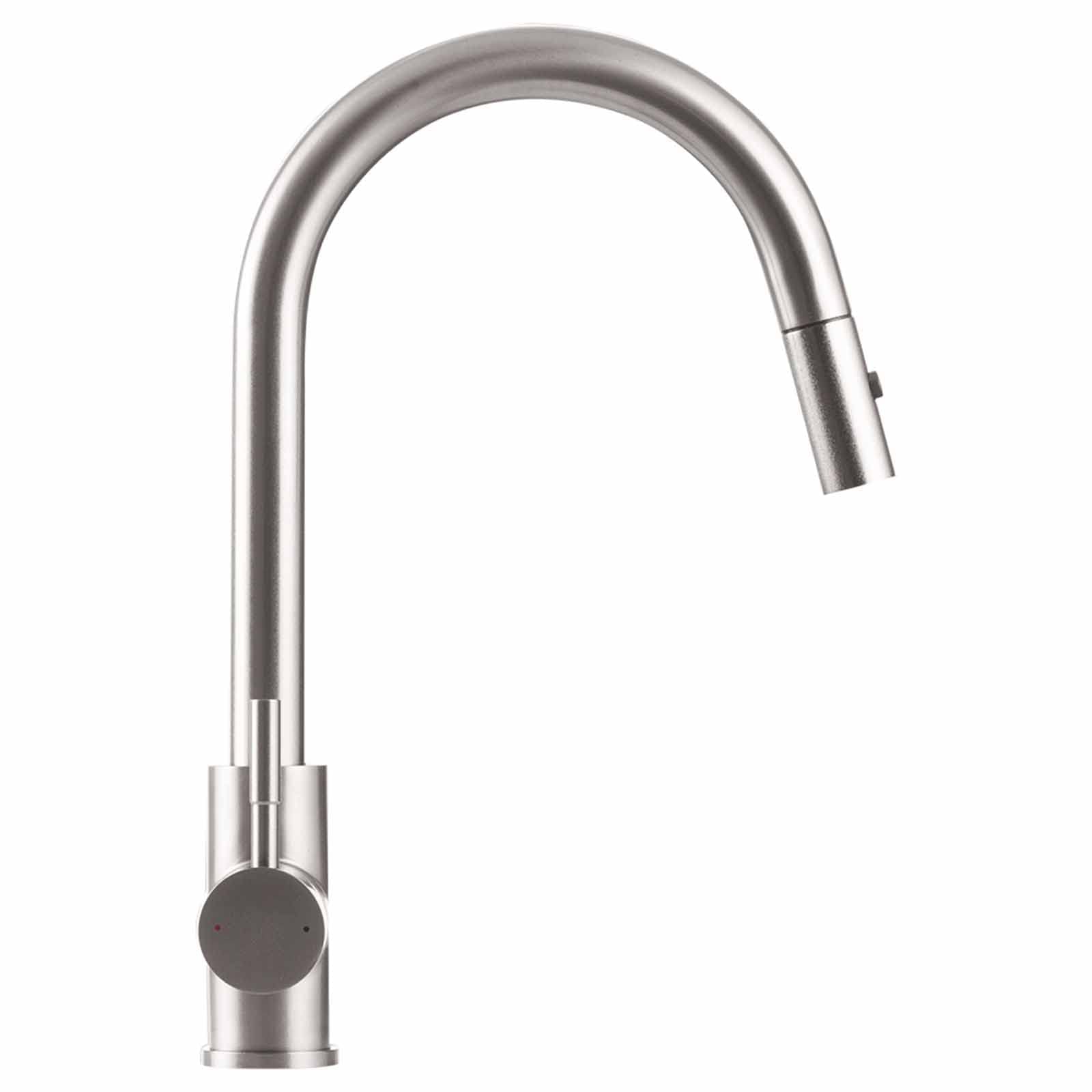 Strictly Sinks Pull Down Kitchen Faucet with Pull Down Sprayer and 360° Swivelling Spout， Spray and Stream Modes (Brushed Nickel)