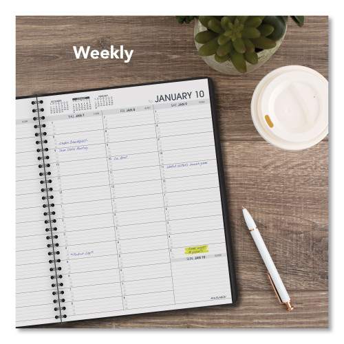 AT-A-GLANCE Weekly Appointment Book， 11 x 8.25， Black， 2023-2024 (7095005)