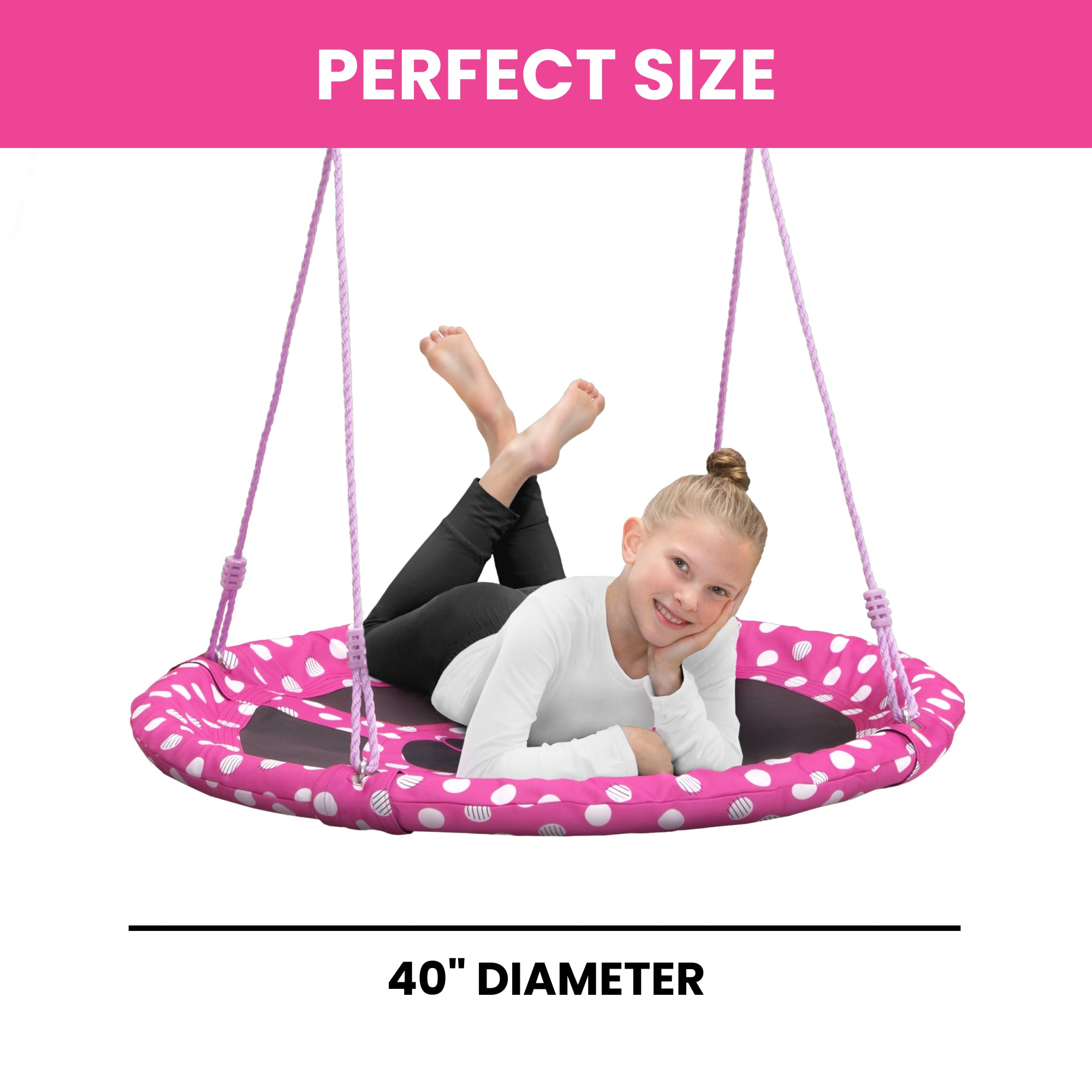 Disney Minnie Mouse 40-inch Saucer Swing – Includes Hardware for Swing Set or Tree Attachment