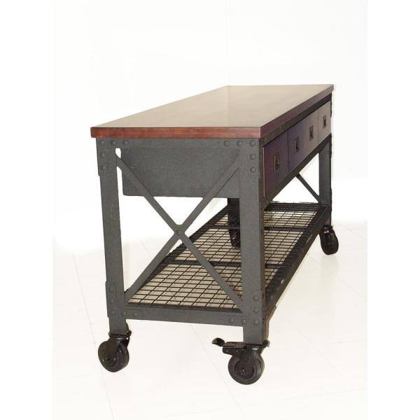 Duramax Building Products 72 in. x 24 in. 3-Drawers Rolling Industrial Mobile Workbench Cabinet and Wood Top 68001