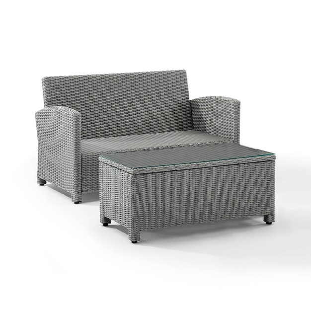 Bradenton Outdoor Wicker Sofa amp Coffee Table Set Crosley