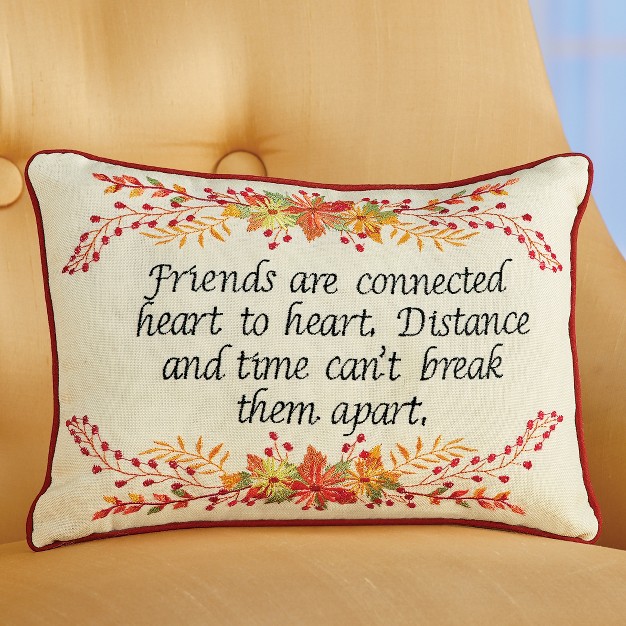 Collections Etc Embroidered Friends Heart To Heart Accent Throw Pillow 9 X 12 X 1