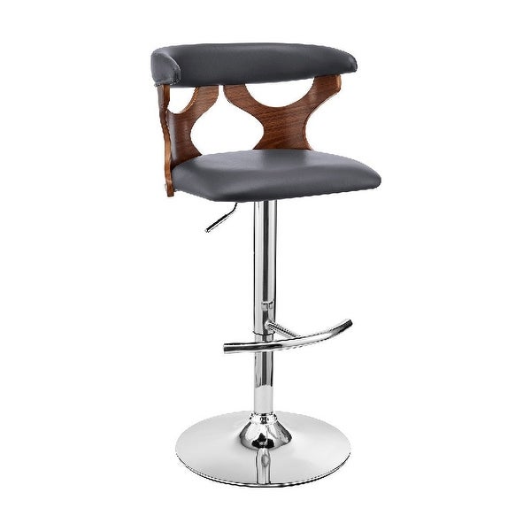 Adjustable Barstool with Curved Cut Out Wooden Back - 20 L X 20 W X 43 H Inches