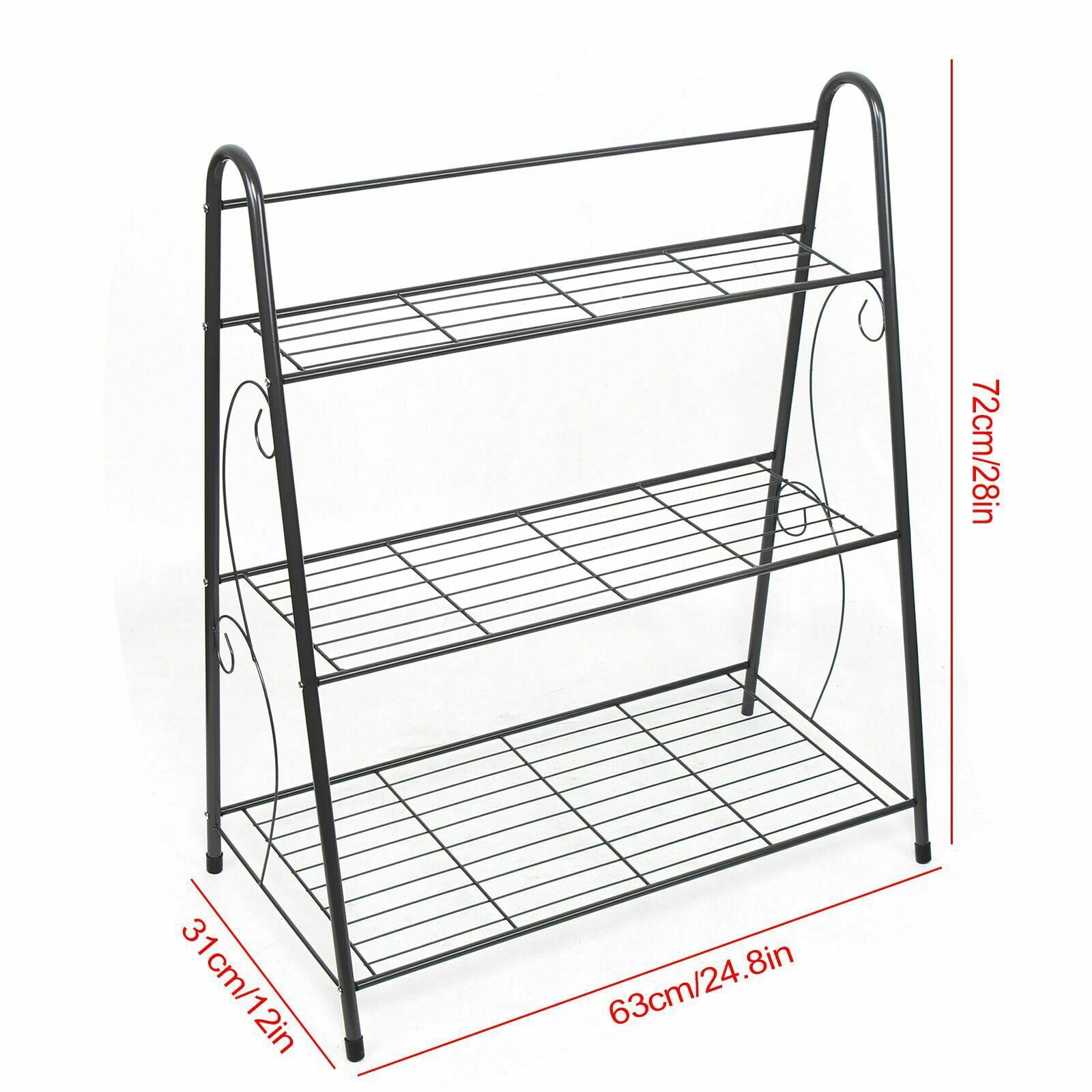 Miumaeov 3 Tier Metal Shelves Flower Pot Plant Display Rack for Indoor Outdoor Step Plant Pot Stand Planter Shelf Multiple Flower Pot Storage Rack