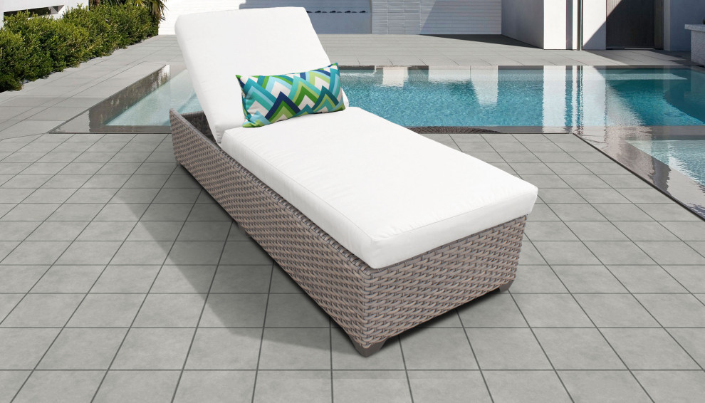 Florence Chaise Outdoor Wicker Patio Furniture Aruba   Tropical   Outdoor Chaise Lounges   by TKClassics  Houzz