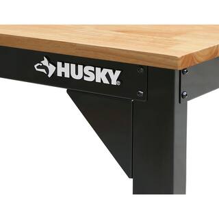 Husky Ready-To-Assemble 6 ft. Solid Wood Top Workbench in Black G7200S1-US