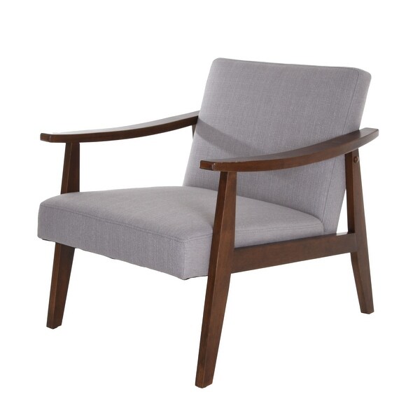 Zenvida Mid Century Modern Accent Armchair Solid Hardwood Upholstered