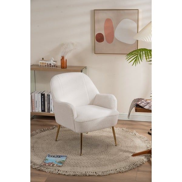 Modern Soft Teddy Fabric Ergonomics Accent Chair Living Room Chair Bedroom Chair Home Chair With Adjustable Legs