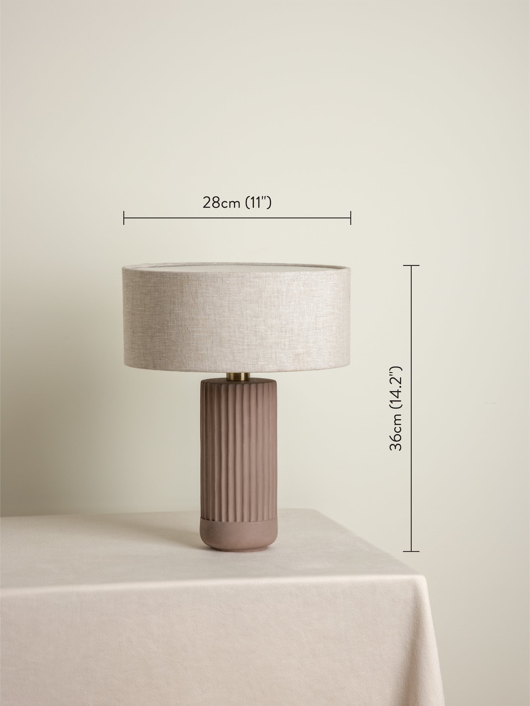 Avero - taupe ribbed concrete table lamp