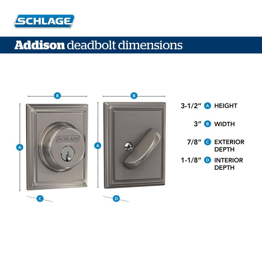 Schlage B60 Series Addison Aged Bronze Single Cylinder Deadbolt Certified Highest for Security and Durability B60 N ADD 716