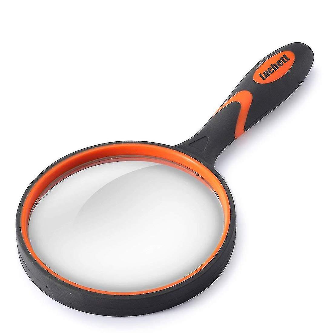 3x Magnifying Glass， Handheld Reading Magnifier， 100mm Magnifying Glass Lens， Rubbery Frame With Non-slip Soft Handle