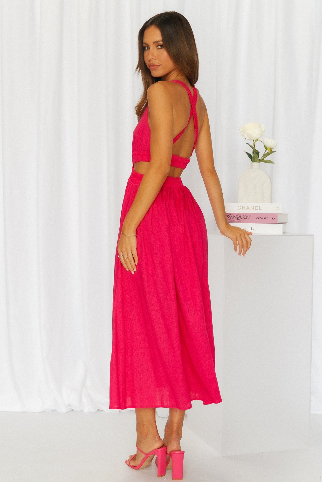 Bayside Beauty Midi Dress Hot Pink