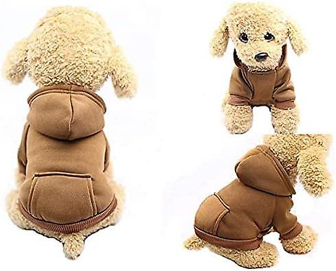 Winter Dog Hoodie Sweatshirts With Pockets Warm Dog Clothes For Small Dogs Chihuahua Coat Clothing Puppy Cat Custume (large， Coffee)