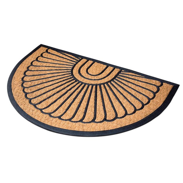 Birdrock Home 24 X 36 Half Round Doormat Tan Black