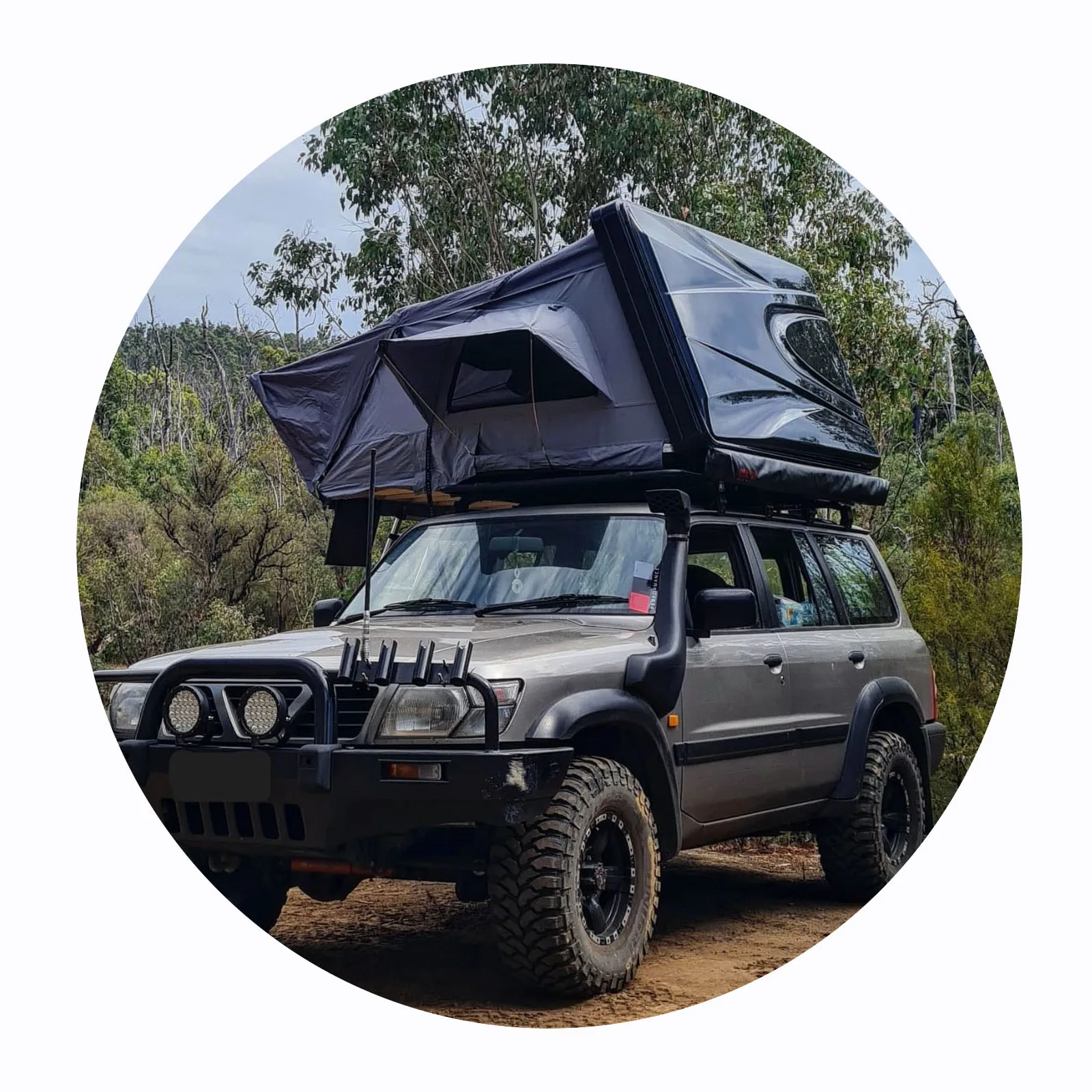 HOTO Aluminum Hard Shell car rooftop tent Side Opening camp roof Waterproof camping Roof Tent