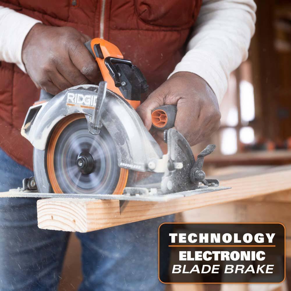 RIDGID 18V Brushless Cordless 7-14 in. Circular Saw (Tool Only) with Extra 7-14 in. Circular Saw Blade R8657B-AC714N