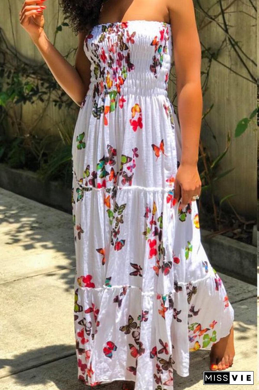 Printed Ruffle Maxi Dress