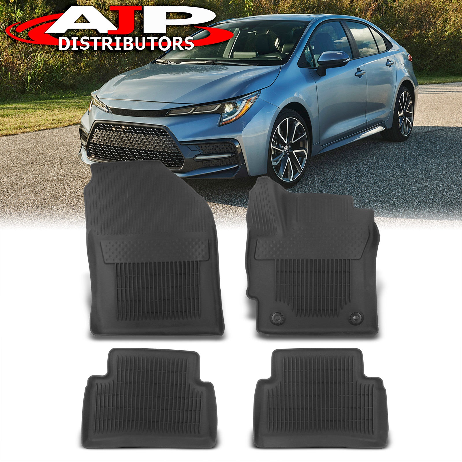 AJP Distributors All Weather Season Protection Guard Heavy Duty 3D Molded TPE Rubber Floor Mats Liner Front Rear Set Compatible/Replacement For Toyota Corolla E210 4-Door Sedan 2020 2021 2022 20 21 22