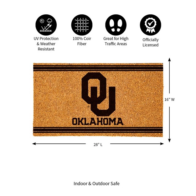 Evergreen University Of Oklahoma Logo Turf Mat Brown 28 X 16 Inches Indoor Outdoor Doormat