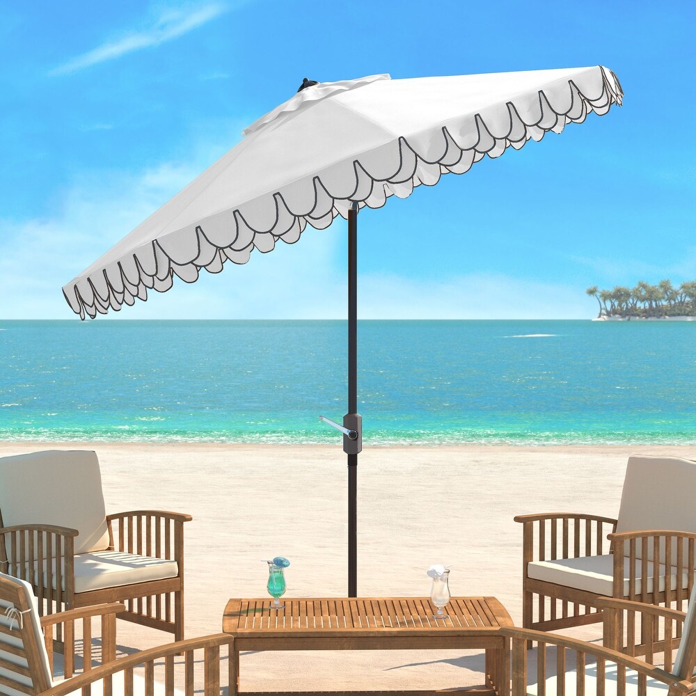 SAFAVIEH Outdoor Living Elegant Valance 11Ft Round Umbrella