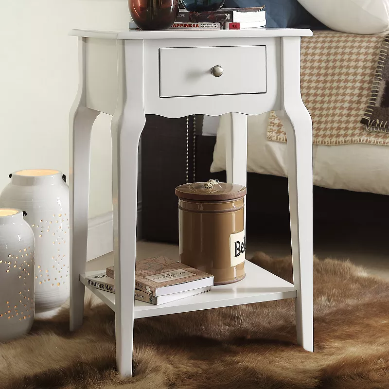 HomeVance Isabella 1-Drawer Scalloped Nightstand