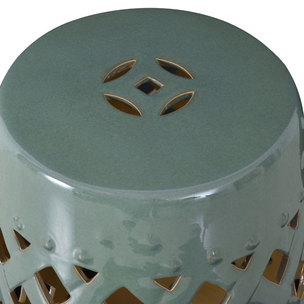 X 18 quot Ceramic Garden Stool With Woven Lattice Design amp Glazed Strong Materials