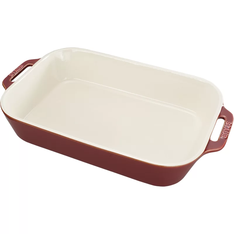 STAUB 40511-889 Ceramics Rectangular Baking Dish， 13x9-inch， Rustic Red