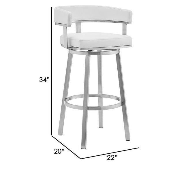 Sez 26 Inch Modern Swivel Counter Stool Arm Chair， Backrest， Steel - 34 H x 22 W x 20 L Inches