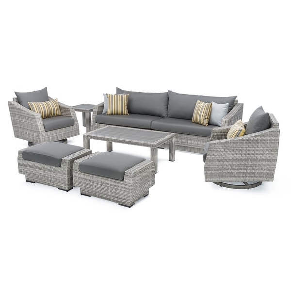 Cannes Deluxe 8 Piece Sunbrella Outdoor Patio Sofa and Club Chair Set