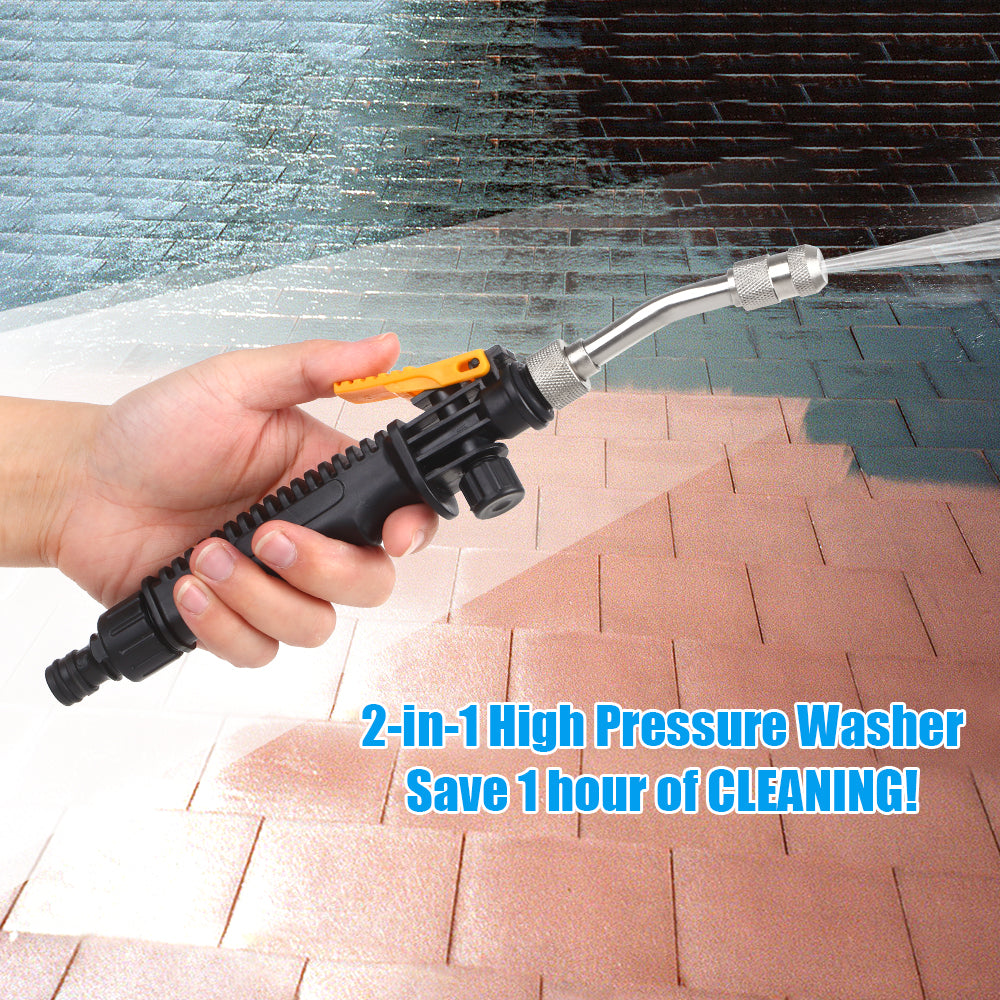 2-in-1 High Pressure Washer 2.0 Jet Nozzle Fan Nozzle Safely High Impact Washing Wand Water Spray Washer for Home Application Wood Brick Concrete Glass Cleaning