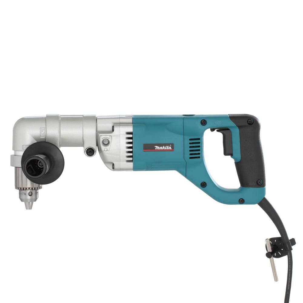 Makita 7.5 Amp 12 in. Corded 2-Speeds Reversible Angle Drill with Chuck Key Side Handle and Tool Case DA4000LR