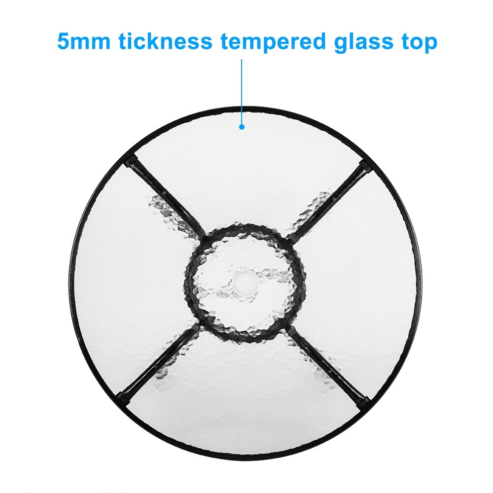 Outdoor Dining Table Round Toughened Glass Table