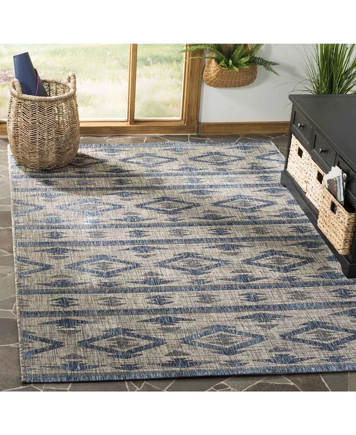 Safavieh Courtyard CY8863 Gray and Navy 5'3 x 7'7 Outdoor Area Rug