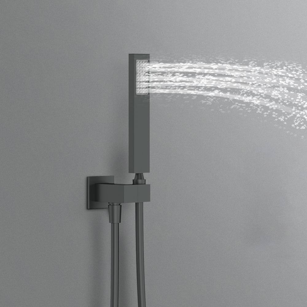 GIVING TREE 3-Spray Patterns with 22 in. Waterfall Shower Head Wall Mount Dual Shower Heads Hand Shower in Matte Black XLHDDTSH0023