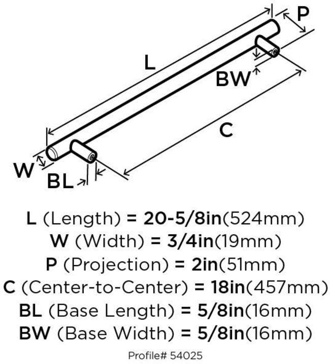 Amerock Bar Pulls 18 in (457 mm) Center-to-Center Oil-Rubbed Bronze Appliance Pull