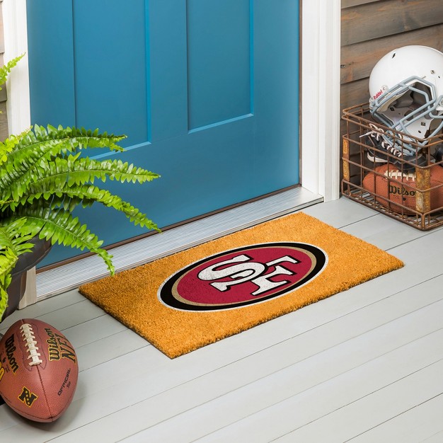 Evergreennflsan Francisco 49ers Logo Natural Coir 28 X 16 Inches Indoor Outdoor Doormat