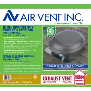 Air Vent 1500 CFM Weatherwood High Efficiency Power Roof Mount Attic Ventilator HE15WW