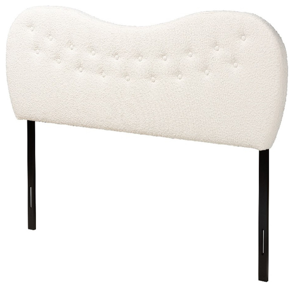 Baxton Studio Brantley Modern Cream Boucle Fabric Queen Size Headboard   Transitional   Headboards   by Homesquare  Houzz