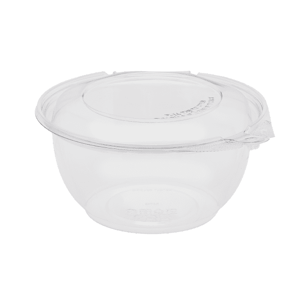 Karat 32oz PET Plastic Tamper Resistant Hinged Salad Bowl with Dome Lid - 240 sets