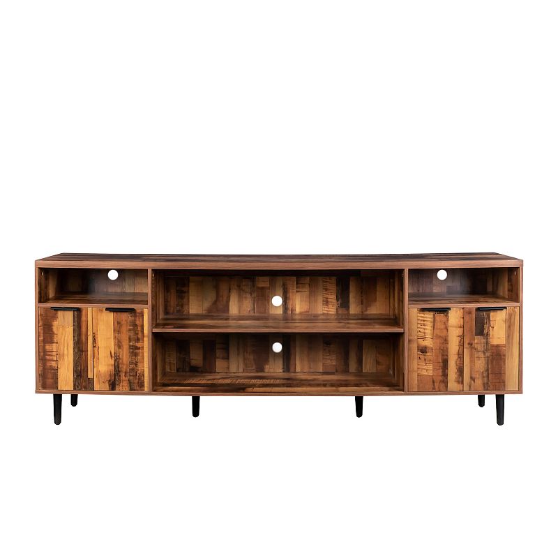 F.C Design TV Stand Modern Wood Media Entertainment Center Console Table  with 4 Doors and 4 Open Shelves