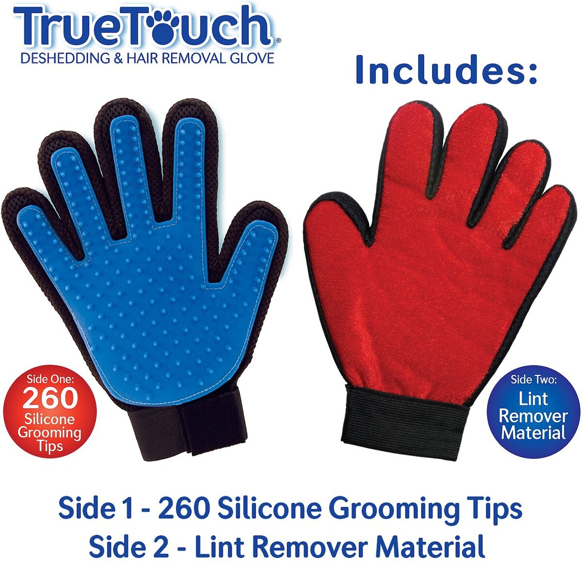 True Touch Five Finger Pet Deshedding and Hair Removal Glove