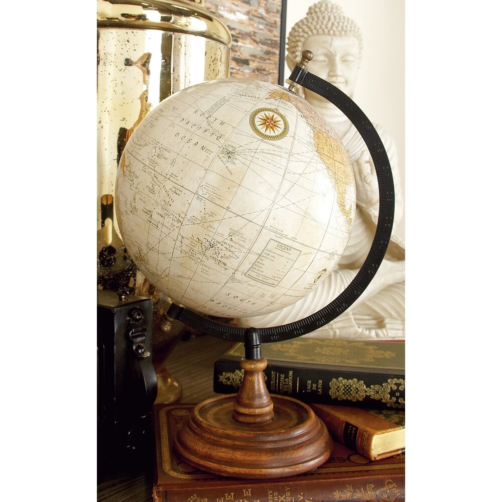 Brown Mango Wood Globe with Wood Base   9L x 8W x 13.10H