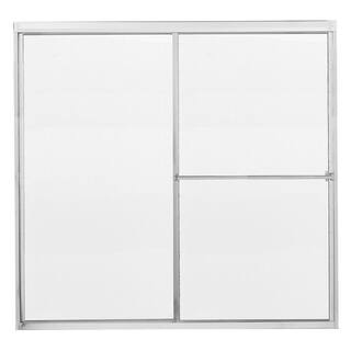 Contractors Wardrobe Model 1100 58 ½ in. x 56 ¾ in. Framed Bypass Sliding Tub Enclosure in Bright Clear with Rain Glass and Towel Bar 11-5856BCRNX