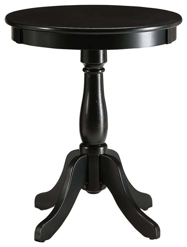 Wooden Side Table with Pedestal Base  Black   Traditional   Side Tables And End Tables   by Simple Relax  Houzz