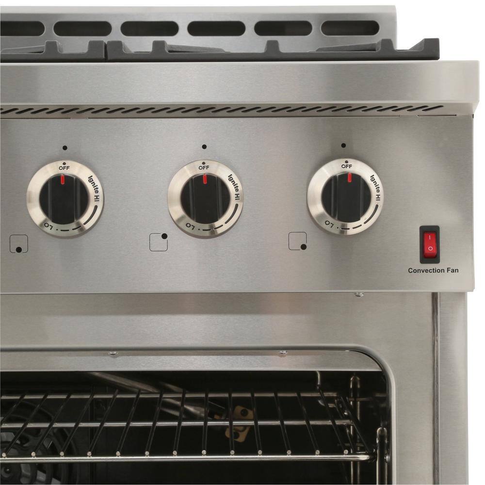 NXR Entree Bundle 36 in. 5.5 cu. ft. Pro-Style Liquid Propane Range Convection Oven Range Hood in Stainless Steel and Black NK3611BDLP