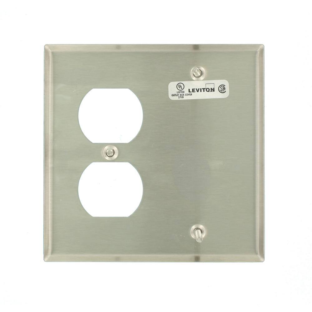 Leviton Stainless Steel 2-Gang 1-Toggle1-Blank Wall Plate (1-Pack) 84008-40