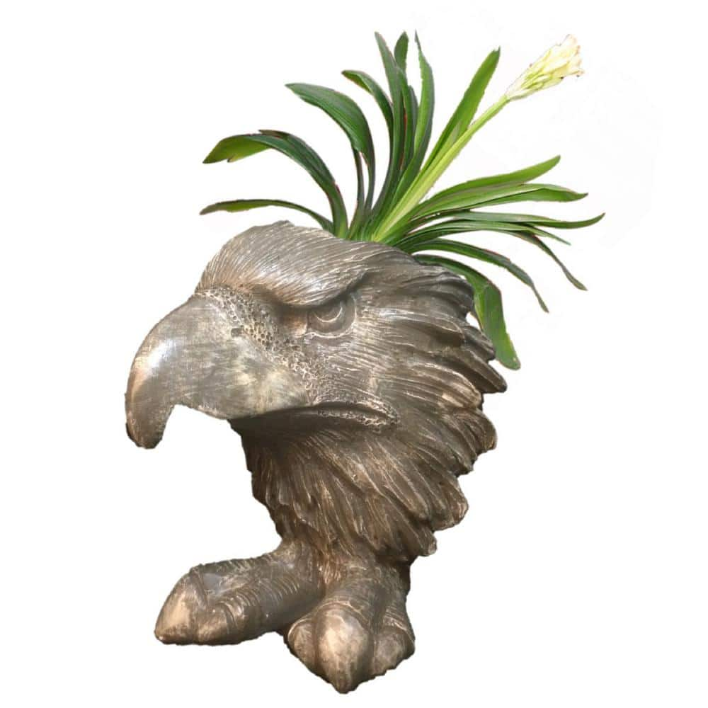 HOMESTYLES 8.5 in. Graystone Eagle Mascot Muggly Mascot Animal Statue Planter Holds 3 in. Pot 37836