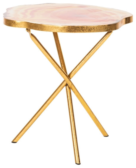 Shelley Faux Agate Side Table Multi Orange/Gold   Modern   Side Tables And End Tables   by Virgil Stanis Design  Houzz